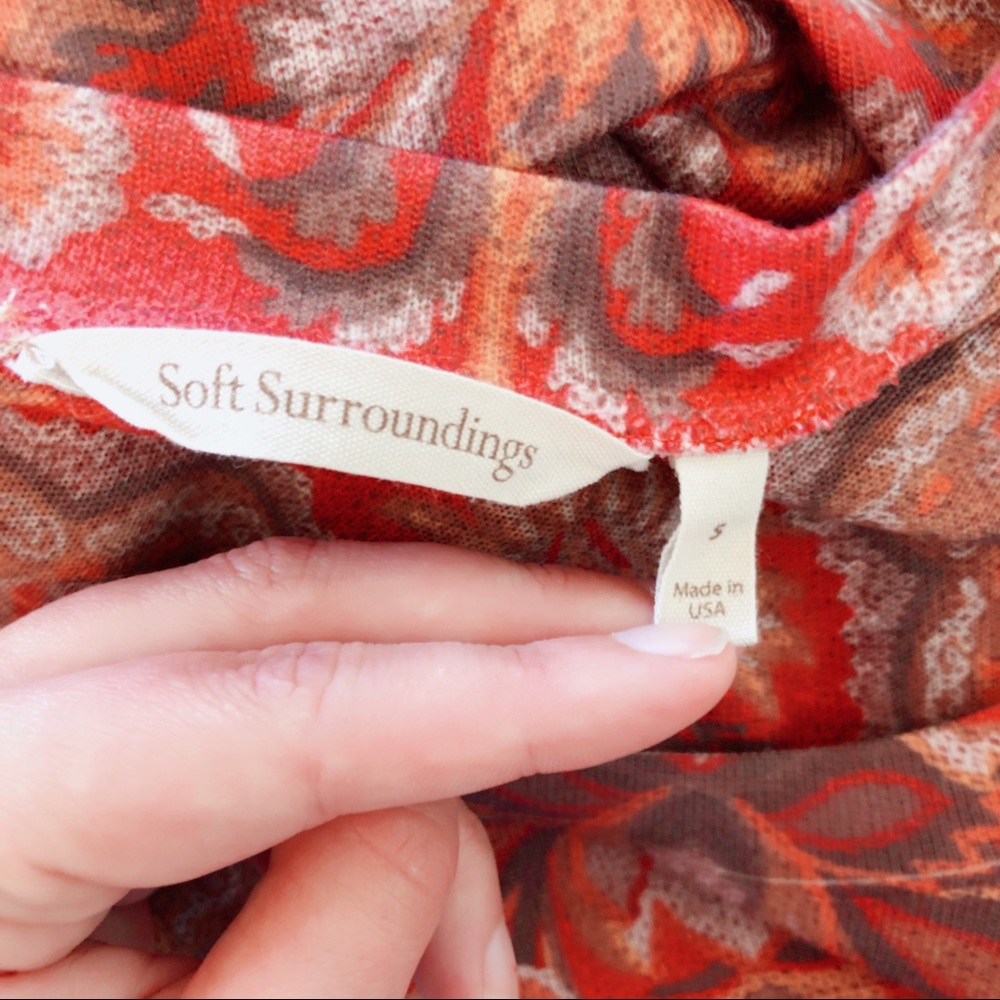 Soft Surroundings Printed Red Long Sleeve Top S - Picture 4 of 5